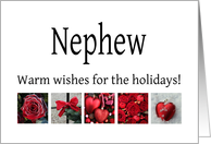 Nephew - Red Collage warm holiday wishes card