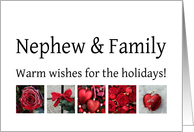 Nephew & Family - Red Collage warm holiday wishes card