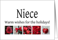 Niece - Red Collage warm holiday wishes card