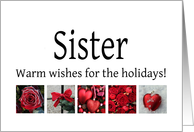 Sister - Red Collage warm holiday wishes card