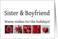 Sister & Boyfriend - Red Collage warm holiday wishes card