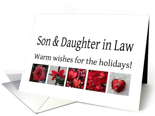 Son & Daughter in Law - Red Collage warm holiday wishes card (1116686)