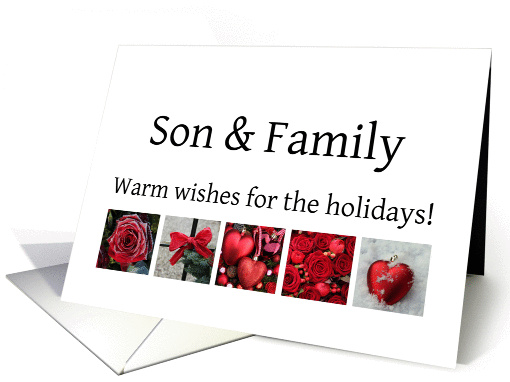 Son & Family - Red Collage warm holiday wishes card (1116824)