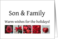 Son & Family - Red Collage warm holiday wishes card