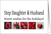 Step Daughter & Husband - Red Collage warm holiday wishes card