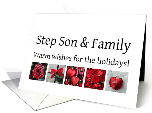 Step Son & Family - Red Collage warm holiday wishes card (1116888)