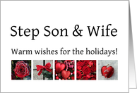 Step Son & Wife - Red Collage warm holiday wishes card