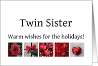 Twin Sister - Red Collage warm holiday wishes card