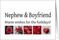Nephew & Boyfriend - Red Collage warm holiday wishes card
