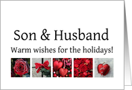 Son & Husband - Red Collage warm holiday wishes card