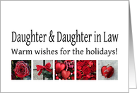 Daughter & Daughter in Law - Red Collage warm holiday wishes card