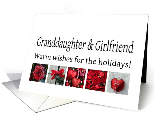 Granddaughter & Girlfriend - Red Collage warm holiday wishes card