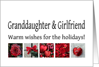 Granddaughter & Girlfriend - Red Collage warm holiday wishes card