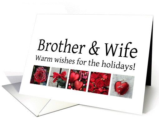 Brother & Wife - Red Collage warm holiday wishes card (1117024)