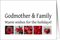 Godmother & Family - Red Collage warm holiday wishes card