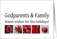 Godparents & Family - Red Collage warm holiday wishes card