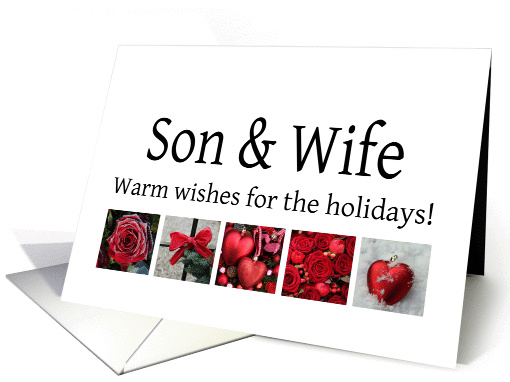 Son & Wife - Red Collage warm holiday wishes card (1117038)