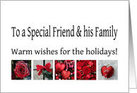 To a Special Friend & his Family - Red Collage warm holiday wishes card