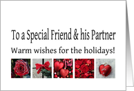 To a Special Friend & his Partner - Red Collage warm holiday wishes card