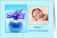 photocard Baby’s First Christmas - Baby boy blue ornament card