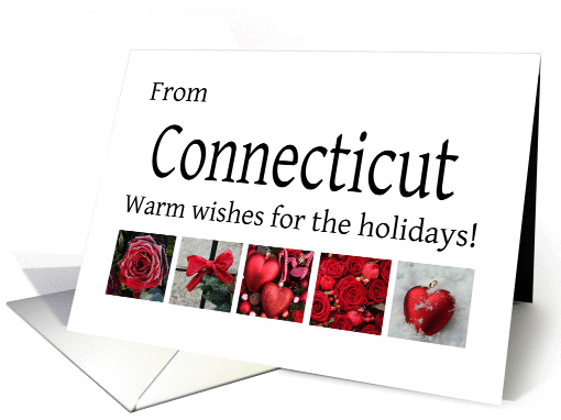 Connecticut - Red Collage warm holiday wishes card (1121714)
