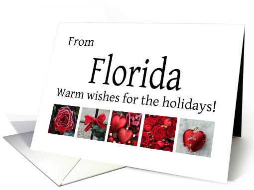Florida - Red Collage warm holiday wishes card (1121722)