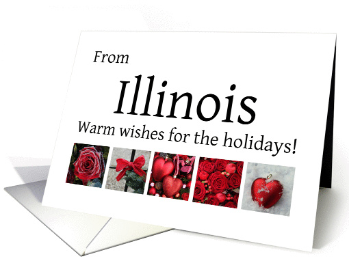 Illinois - Red Collage warm holiday wishes card (1121740)