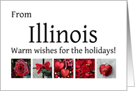 Illinois - Red Collage warm holiday wishes card