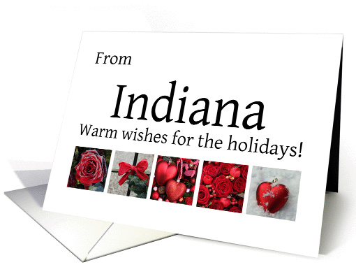 Indiana - Red Collage warm holiday wishes card (1121744)