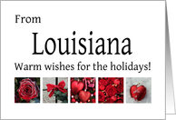 Louisiana - Red Collage warm holiday wishes card