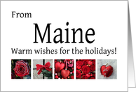 Maine - Red Collage warm holiday wishes card