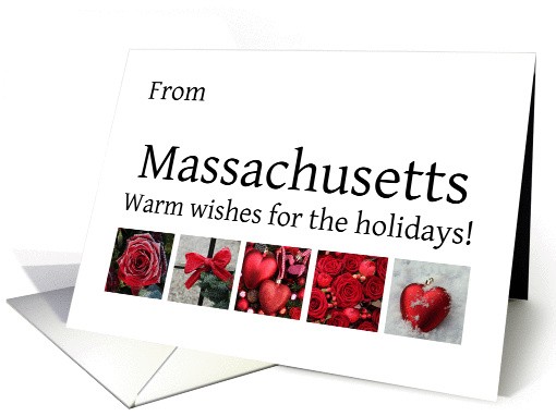 Massachusetts - Red Collage warm holiday wishes card (1121782)