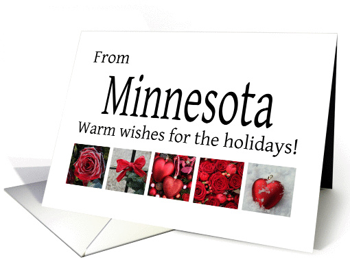 Minnesota - Red Collage warm holiday wishes card (1121792)