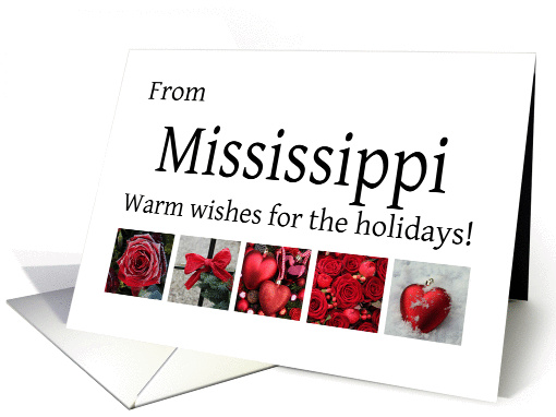 Mississippi - Red Collage warm holiday wishes card (1121794)