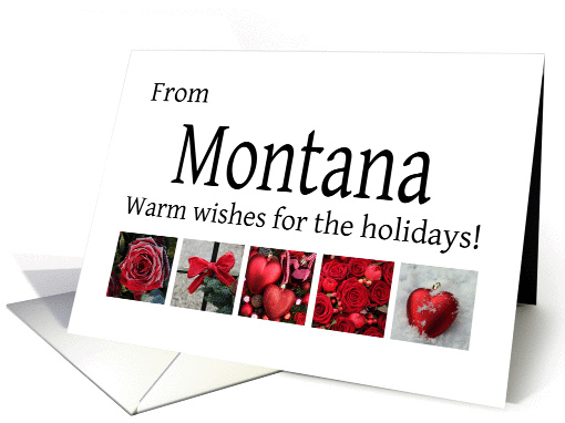 Montana - Red Collage warm holiday wishes card (1121802)