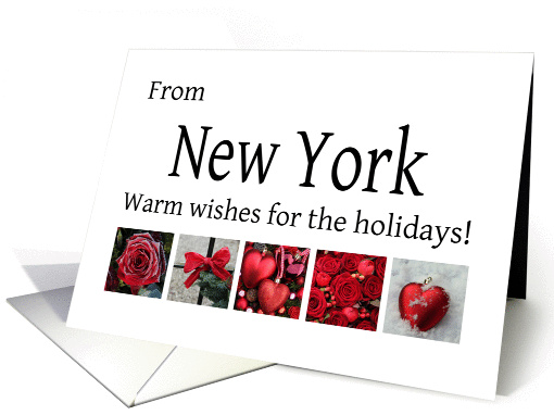 New York - Red Collage warm holiday wishes card (1121830)
