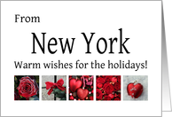 New York - Red Collage warm holiday wishes card