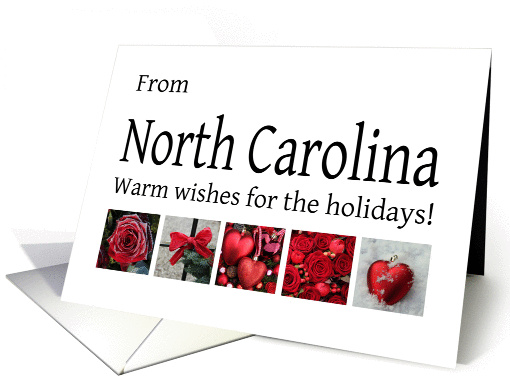 North Carolina - Red Collage warm holiday wishes card (1121832)
