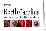 North Carolina - Red Collage warm holiday wishes card