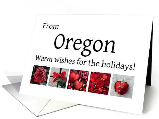 Oregon - Red Collage warm holiday wishes card (1121840)