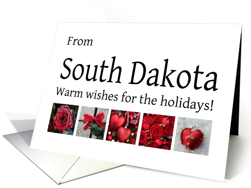 South Dakota - Red Collage warm holiday wishes card (1121854)