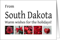 South Dakota - Red Collage warm holiday wishes card