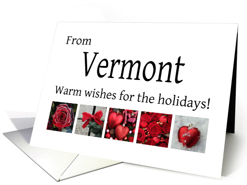 Vermont - Red Collage warm holiday wishes card (1121864)
