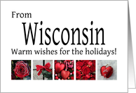 Wisconsin - Red Collage warm holiday wishes card