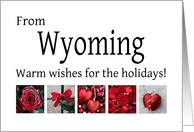 Wyoming - Red Collage warm holiday wishes card