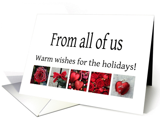 From all of us - Red Collage warm holiday wishes card (1121904)