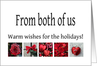 From both of us - Red Collage warm holiday wishes card