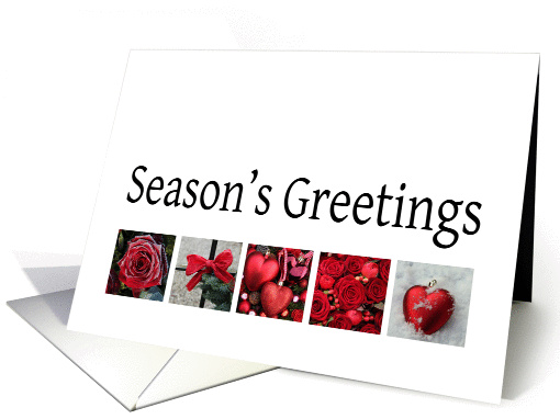Season's Greetings - Red Collage warm holiday wishes card (1121914)