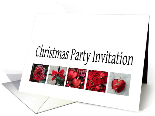 Christmas Party Invitation Red Collage warm holiday wishes card