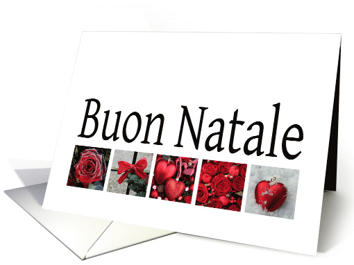 Buon Natale Italian Christmas Merry Christmas Red Winter Collage card